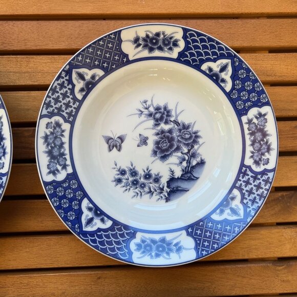 Imari Blossom 8" Rim Bowl – Blue Floral Butterfly, China, EUC, Discontinued - Picture 6 of 9